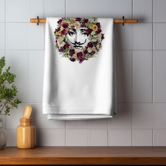 'Halcyon Moustache' Tea Towel